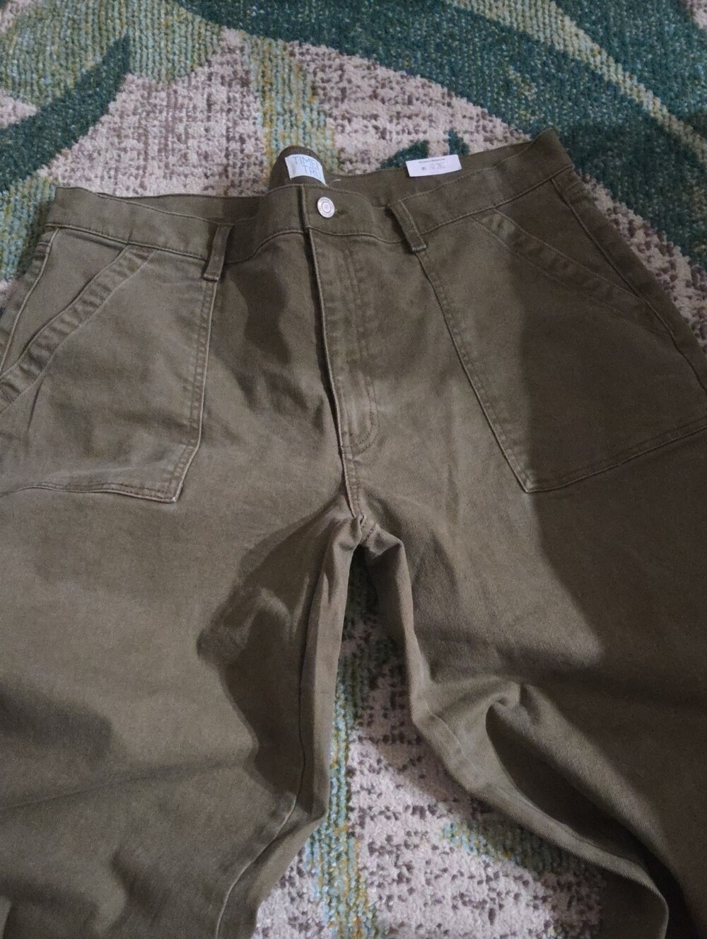 Time and Tru Olive Wide-Leg Utility Pants